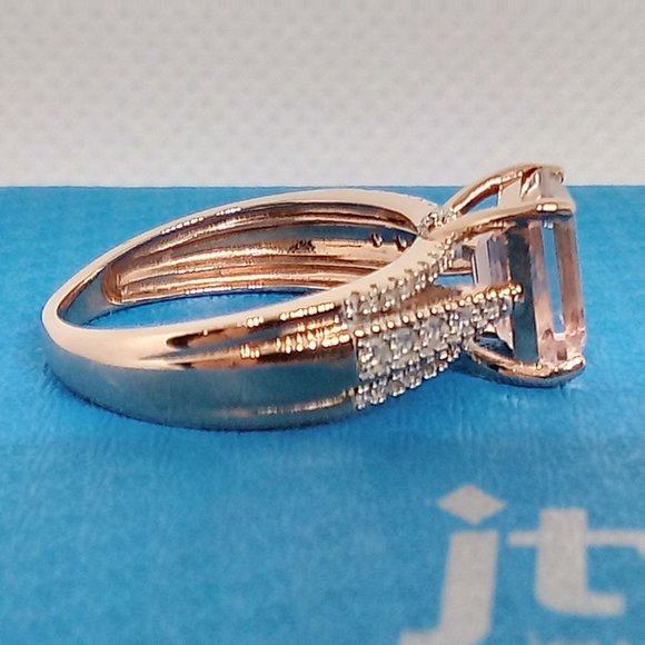 1.50ct morganite, 14k solid rose gold, diamond ring size 5. - Picture 7 of 10